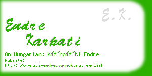 endre karpati business card